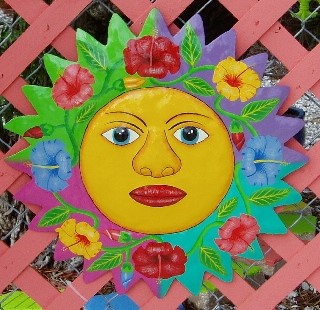 18" Hibiscus Caribbean Metal Sun